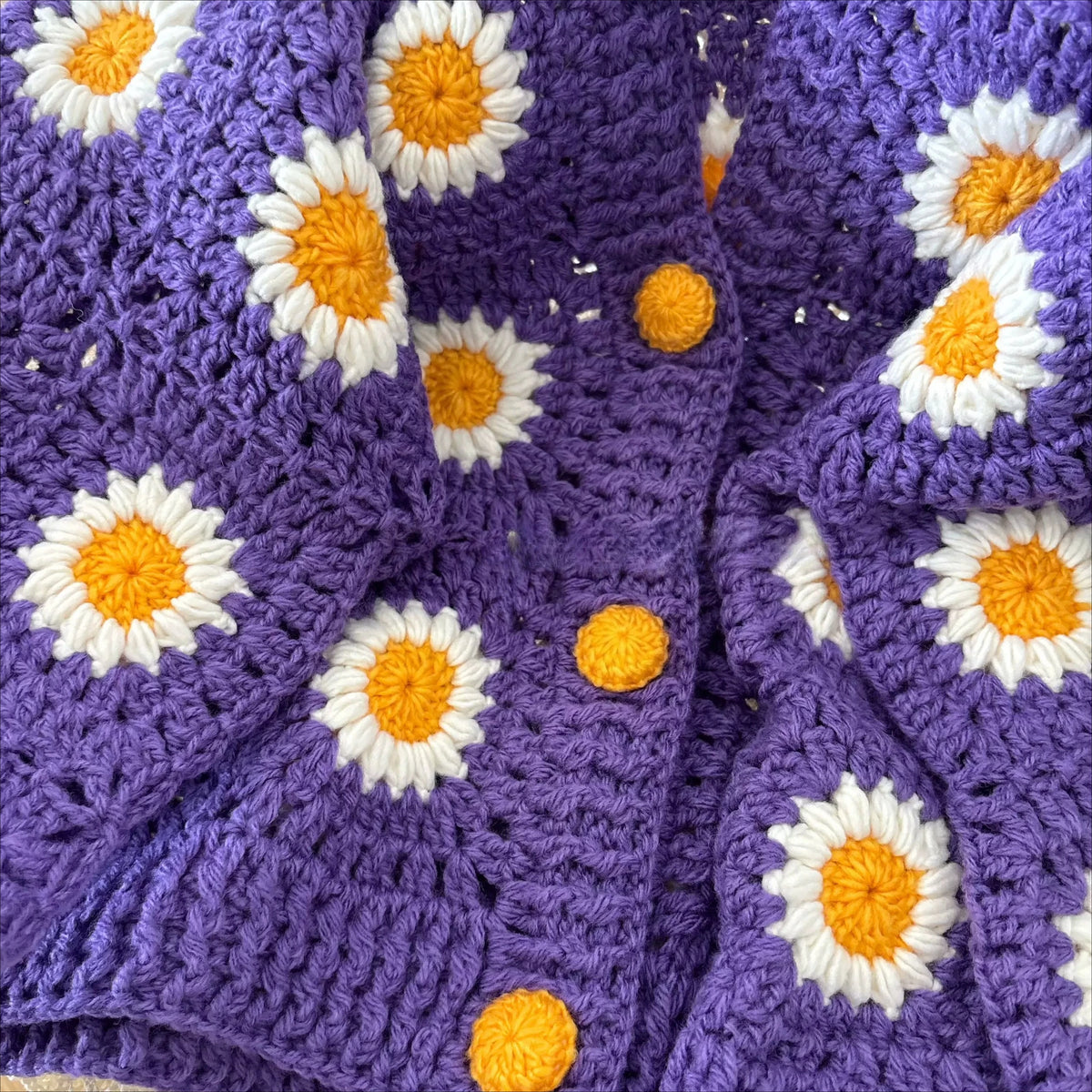 The Violet Daisy Hand-Crocheted Cardigan