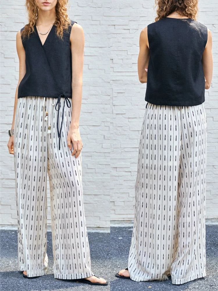 Wrap Front Linen Sleeveless Top