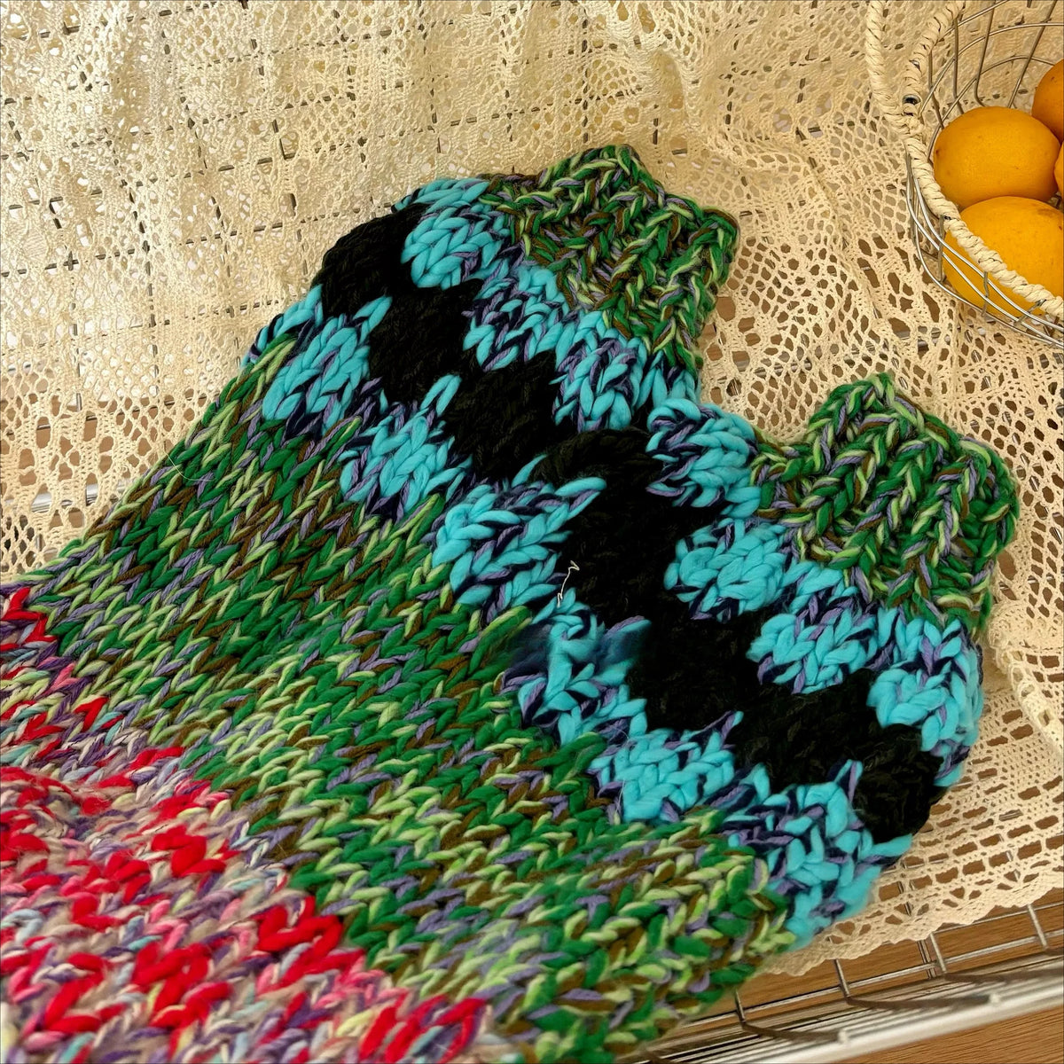 Multicolor Hand-Knit Chunky Cardigan