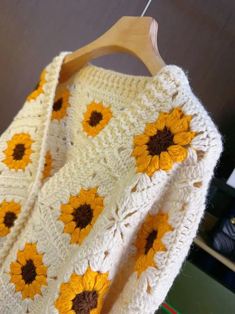 Sunflower Crochet V-Neck Cardigan by Kalamet - product image 3