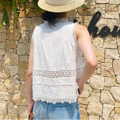 Riviera Cotton Lace Sleeveless Blouse