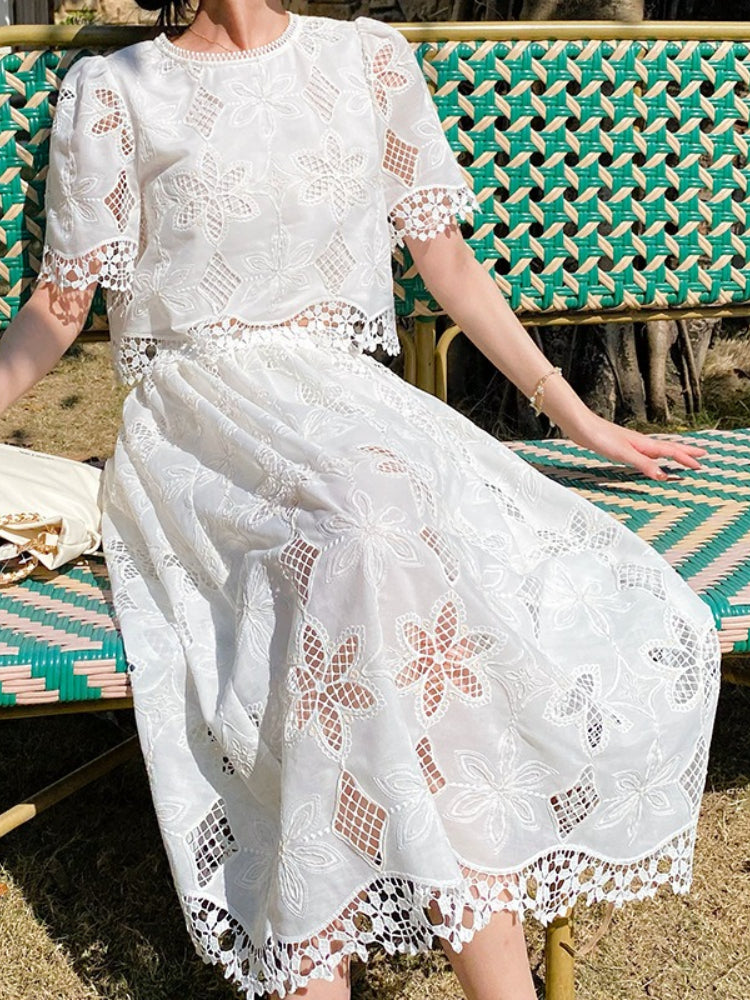 Floral Embroidered Lace Skirt Set by Kalamet - product image 3