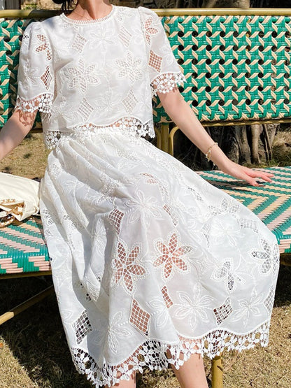 Floral Embroidered Lace Skirt Set by Kalamet - product image 3