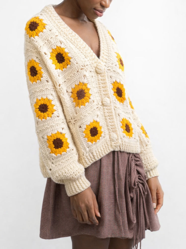 Sunflower Crochet V-Neck Cardigan by Kalamet - product image 2