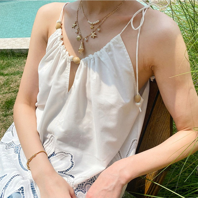 Floral Embroidered Cotton Summer Top