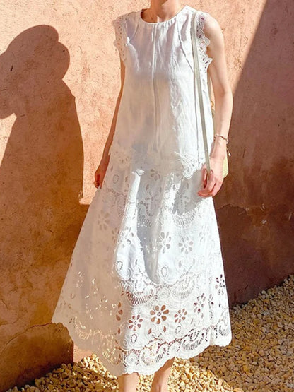 Embroidered Eyelet Blouse and Midi Skirt Set by Kalamet - product image 4