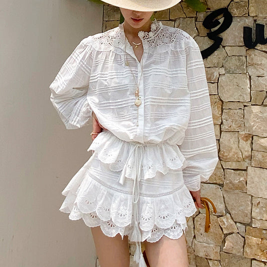 Lace Trim Bohemian Cotton Blouse by Kalamet - product image 1