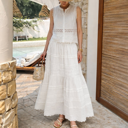 Riviera Cotton Lace Sleeveless Blouse