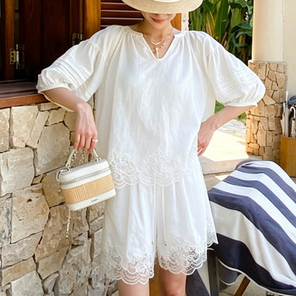 Lace Trim Relaxed Summer Blouse by Kalamet - product image 3