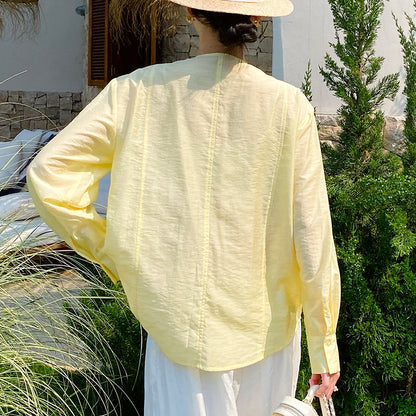 Floral Lace Trim Cotton Linen Blouse by Kalamet - product image 3