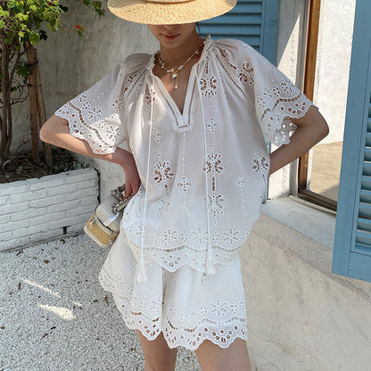 Boho Cutout Embroidered Blouse by Kalamet - product image 3