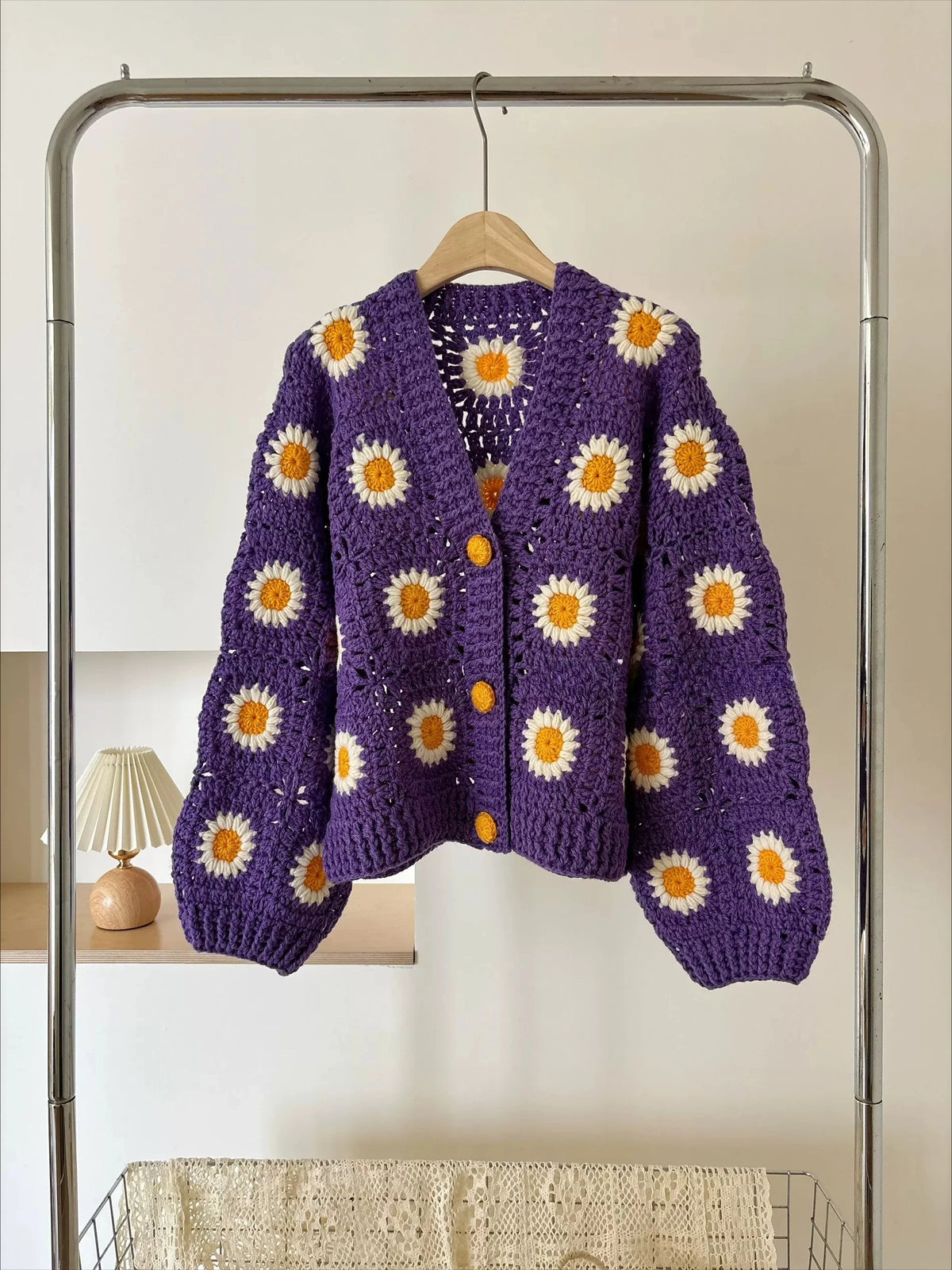 The Violet Daisy Hand-Crocheted Cardigan