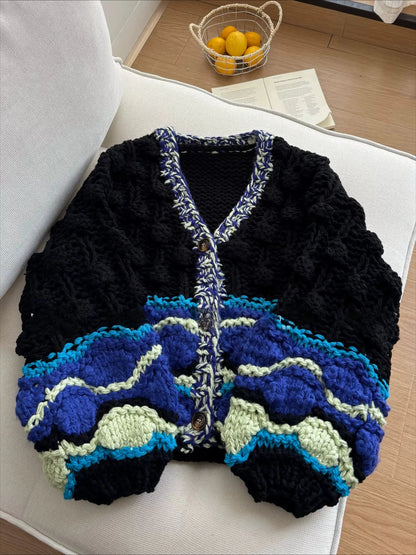 The Midnight Wave Hand-Knit Cardigan