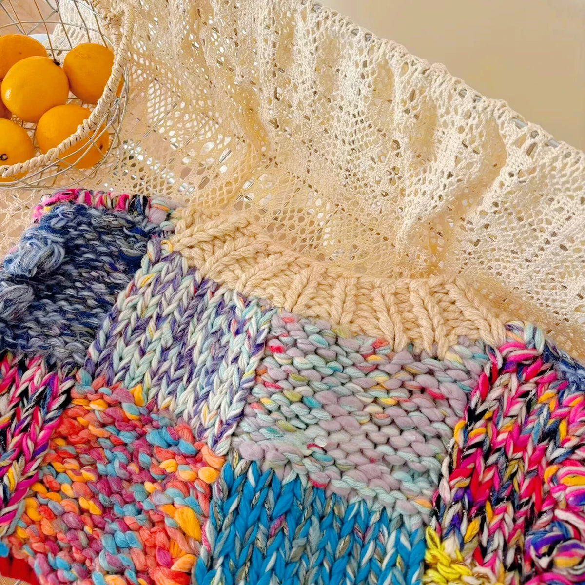 The Patchwork Hand-Knit Chunky Cardigan