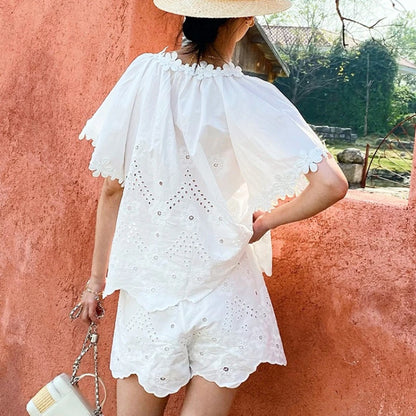 Embroidered Eyelet Cotton Blouse by Kalamet - product image 3