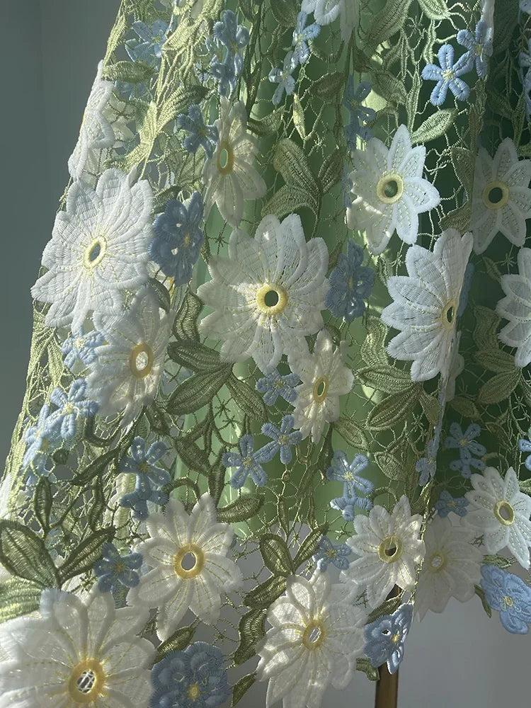Green Floral Embroidered Lace Midi Skirt by Kalamet - product image 4