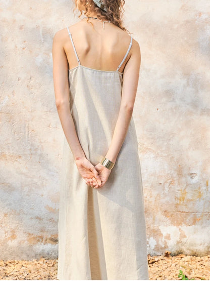Linen Spaghetti Strap Maxi Dress by Kalamet - product image 5
