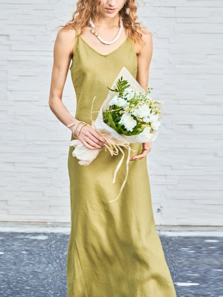 Linen Spaghetti Strap Maxi Dress by Kalamet - product image 1