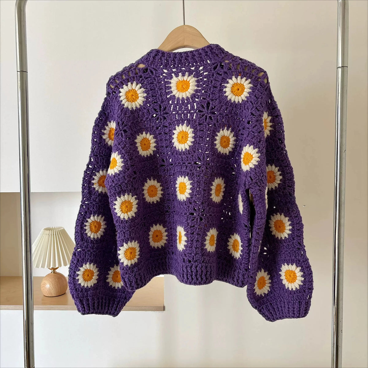 The Violet Daisy Hand-Crocheted Cardigan