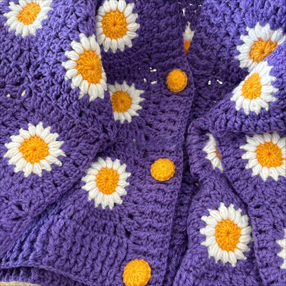 The Violet Daisy Hand-Crocheted Cardigan