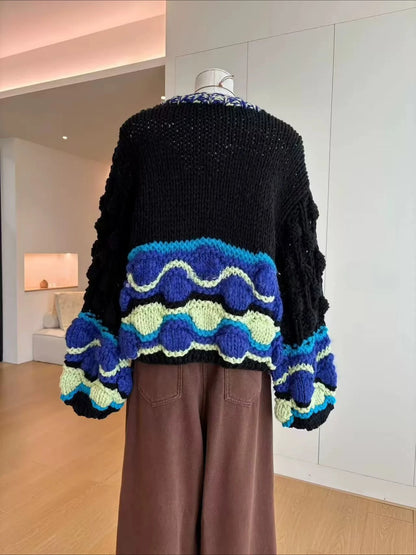 The Midnight Wave Hand-Knit Cardigan