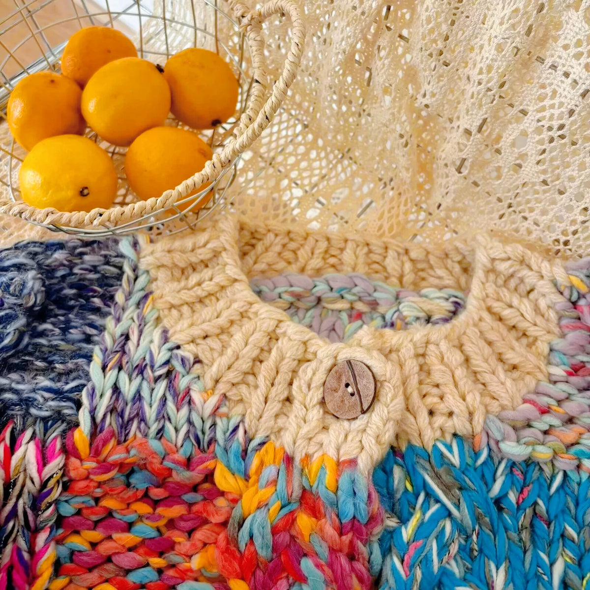 The Patchwork Hand-Knit Chunky Cardigan