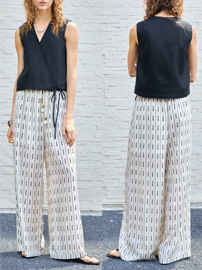 Wrap Front Linen Sleeveless Top