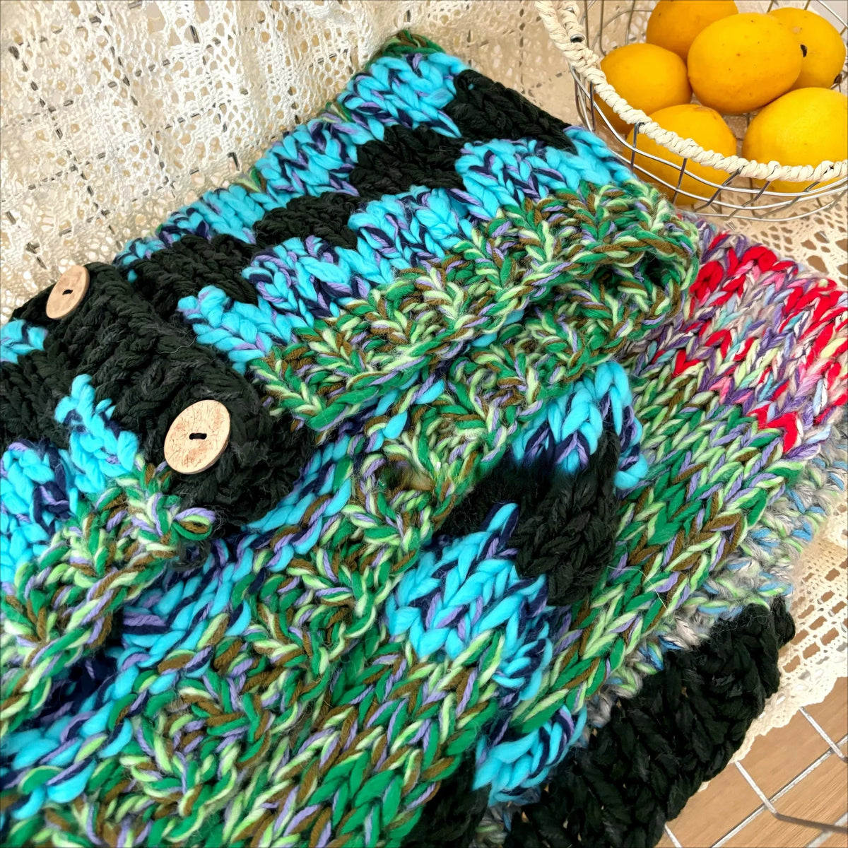 Multicolor Hand-Knit Chunky Cardigan