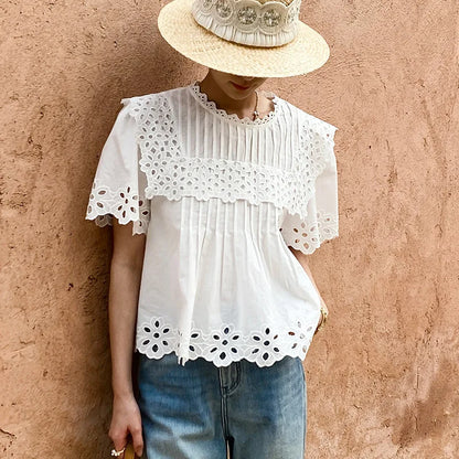 Cream Embroidered Eyelet Blouse by Kalamet - product image 2