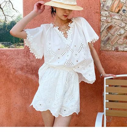 Embroidered Eyelet Cotton Blouse by Kalamet - product image 8