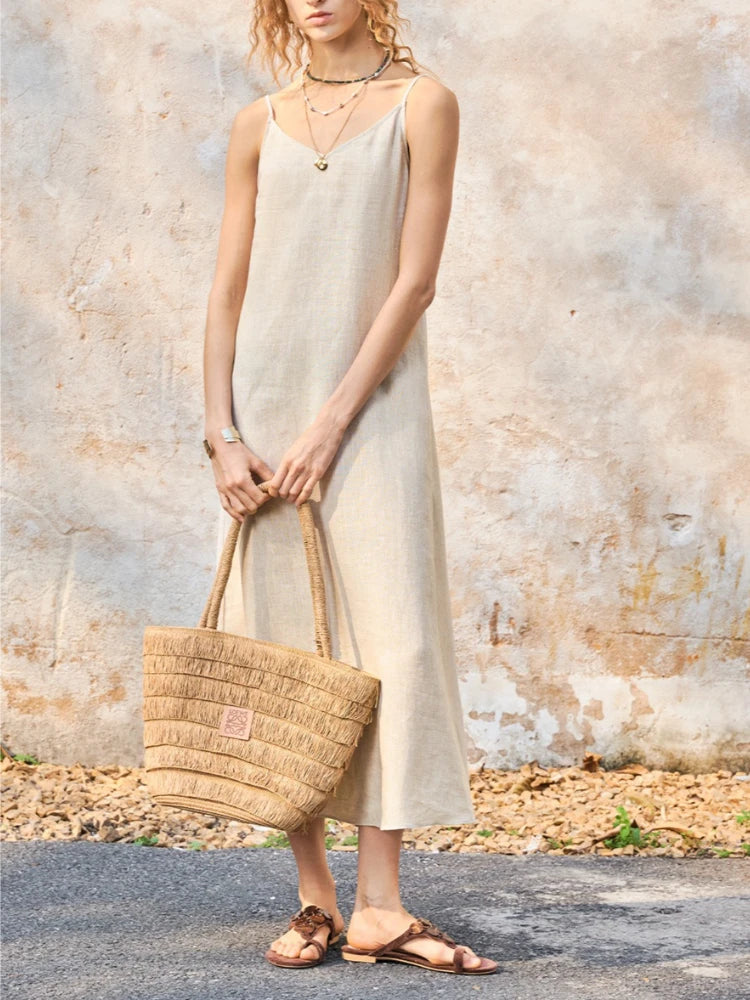 Linen Spaghetti Strap Maxi Dress by Kalamet - product image 6