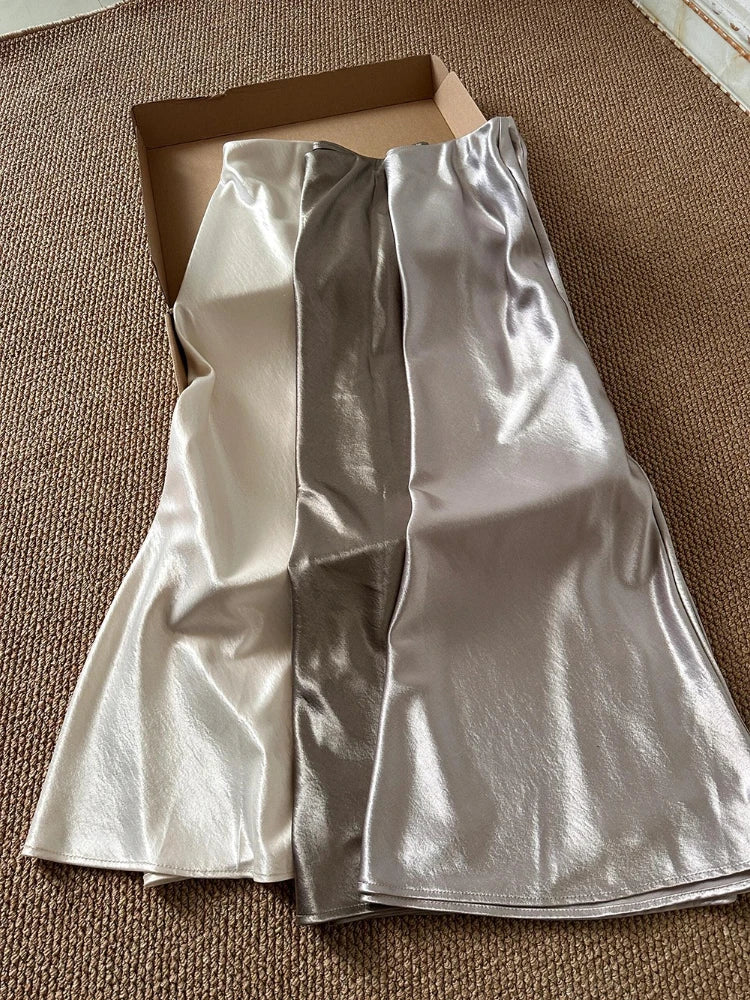Glossy Satin Midi Skirt by Kalamet - product image 4