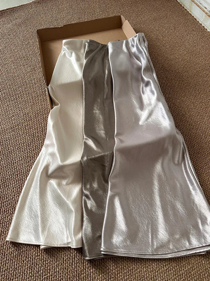 Glossy Satin Midi Skirt by Kalamet - product image 4