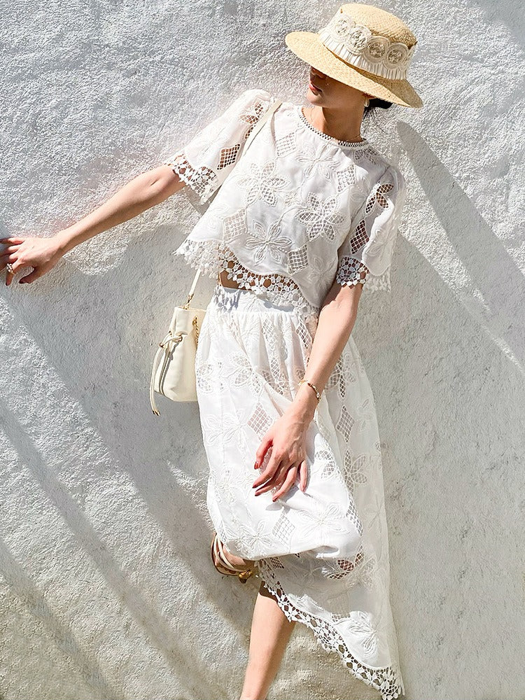 Floral Embroidered Lace Skirt Set by Kalamet - product image 4