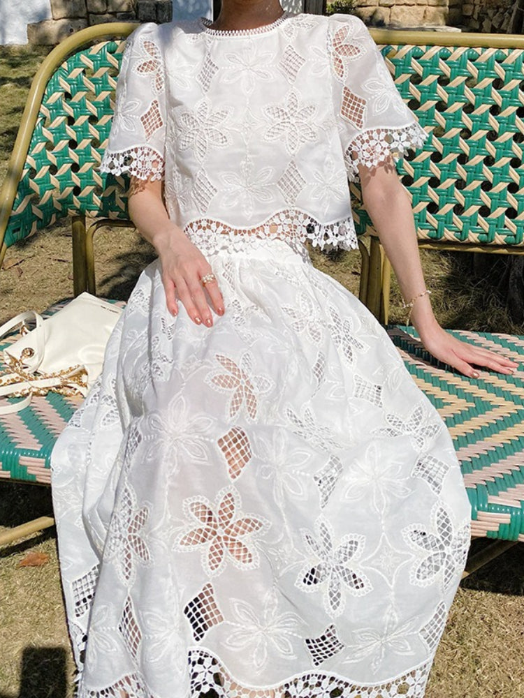 Floral Embroidered Lace Skirt Set by Kalamet - product image 1