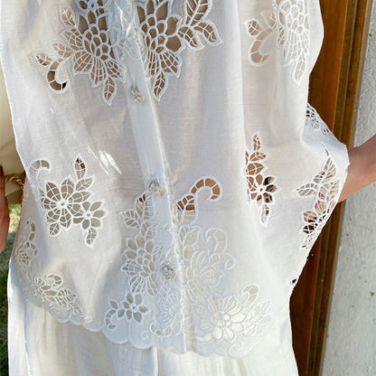 Floral Cutout Lace Sleeveless Blouse by Kalamet - product image 3