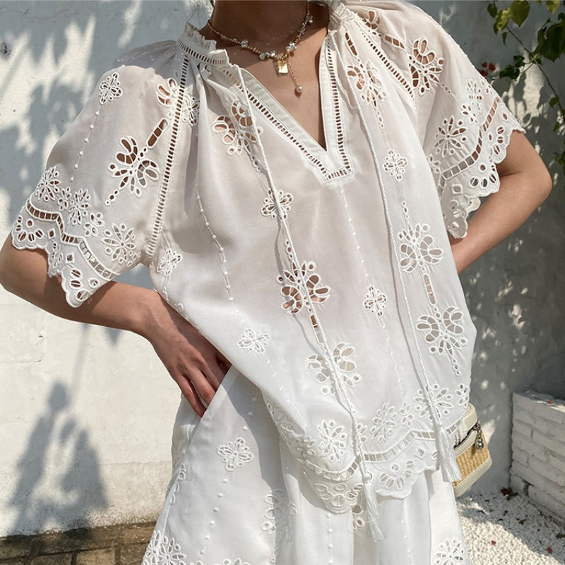 Boho Cutout Embroidered Blouse by Kalamet - product image 4